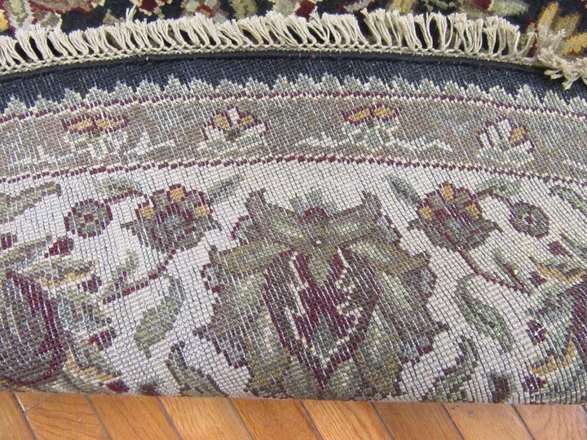 10′ x 10′ Indian Round Handmade Oriental Rug Dark Floral