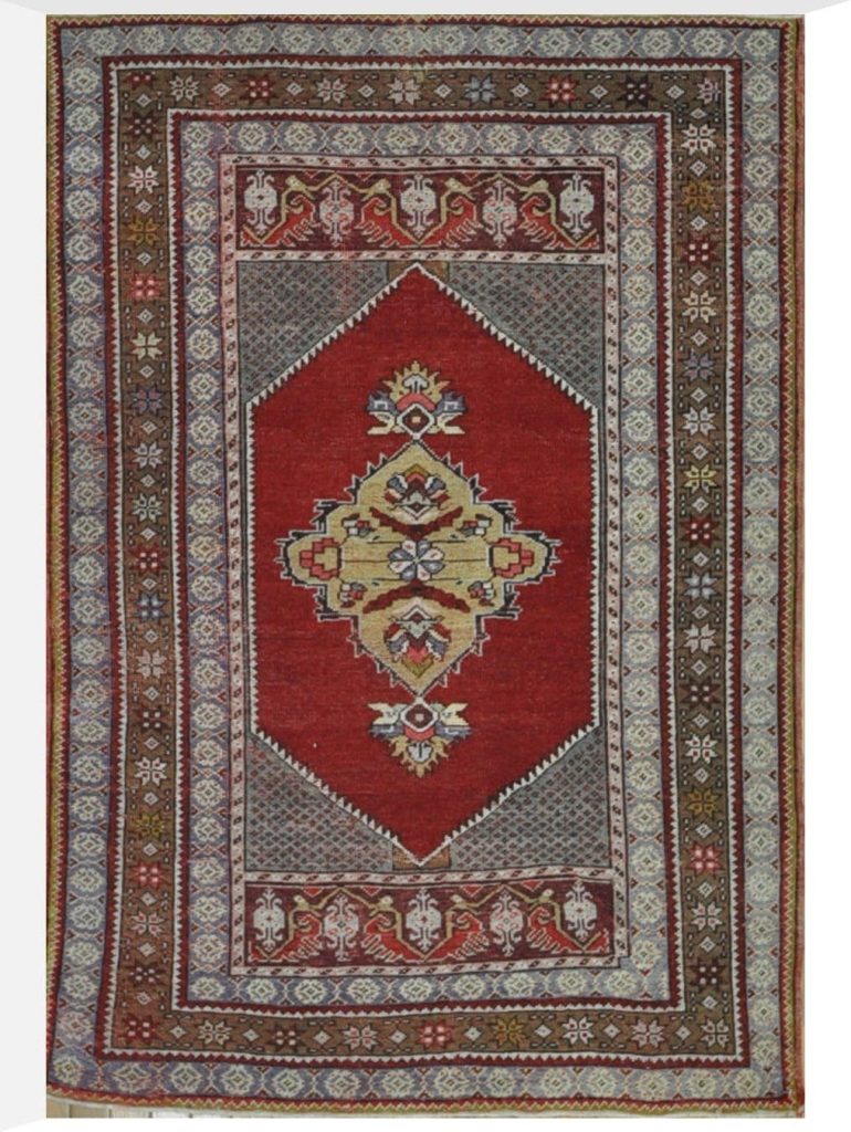 4′ x 5′ Red Fine Hand-Knotted Vintage Anatolian Rug – Traditional Wool 4′ x 5′ Red Fine Hand-Knotted Vintage Anatolian Rug – Traditional Wool