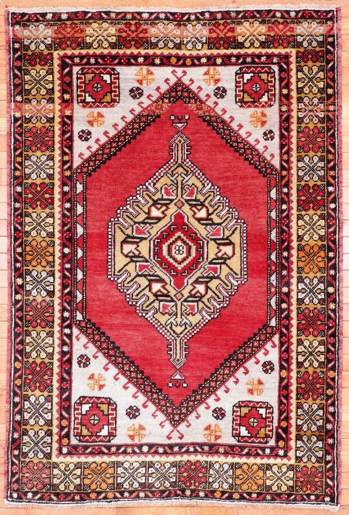 4′ x 6′ Red Fine Hand-Knotted Turkish Oushak Rug – Traditional Wool