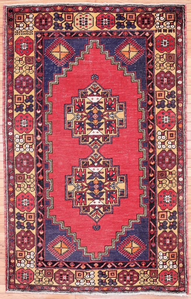 4′ x 6′ Red Fine Hand-Knotted Turkish Oushak Rug – Traditional Wool