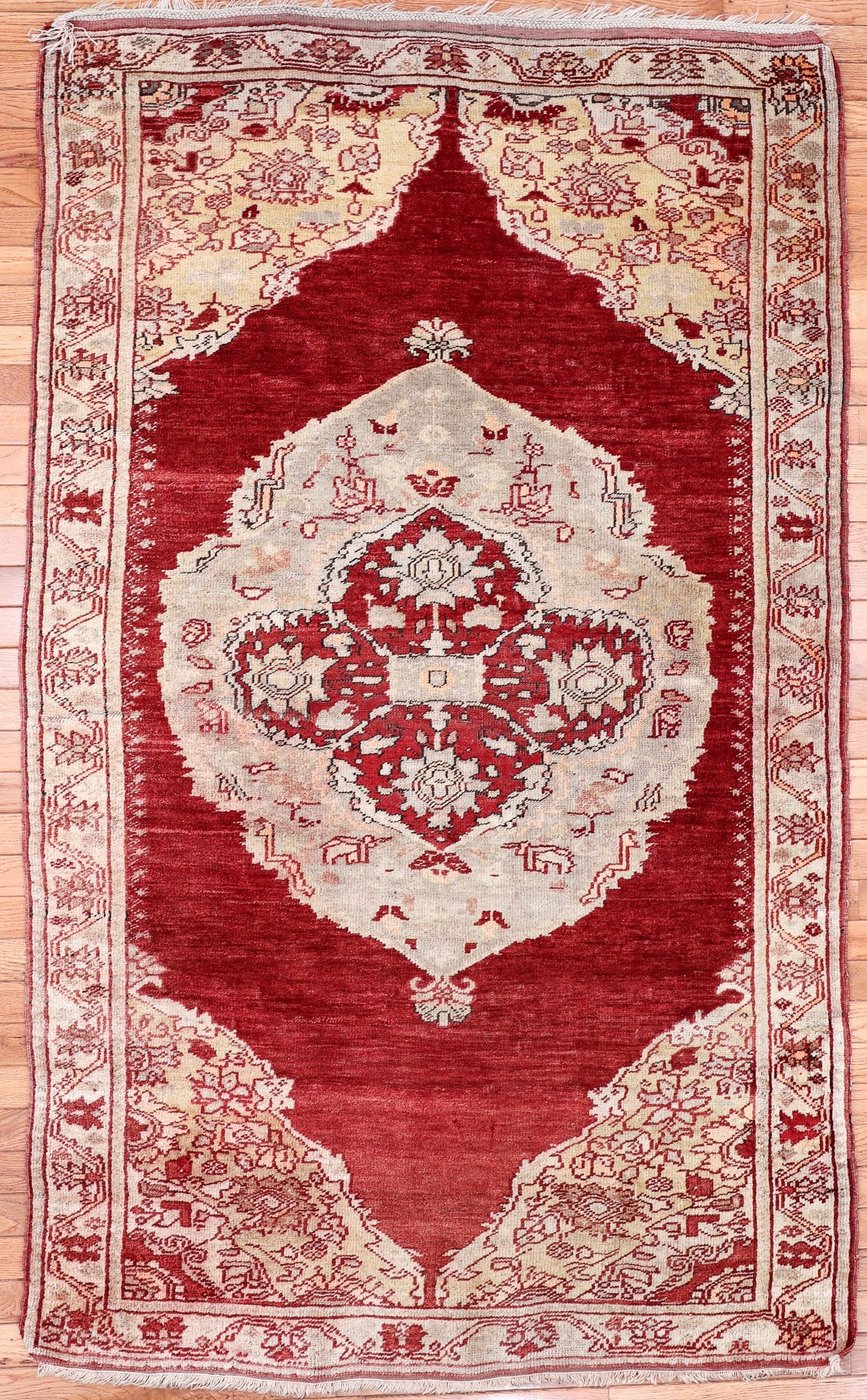 4′ x 6′ Red Fine Hand-Knotted Turkish Oushak Rug – Traditional Wool