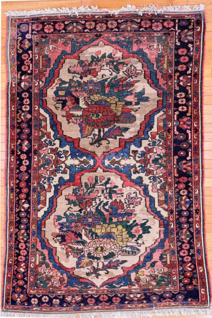 4′ x 6′ Blue Fine Hand-Knotted Persian Bakhtiari Rug – Traditional Wool