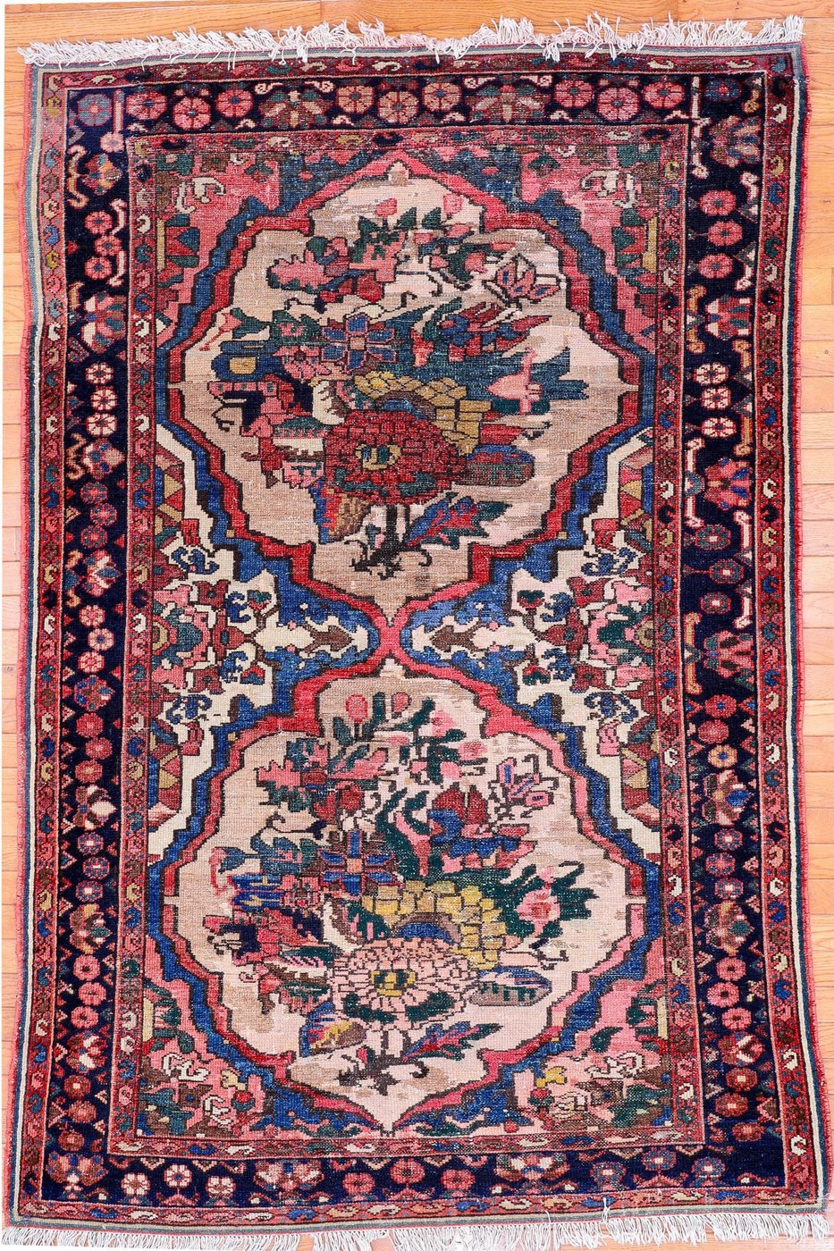 4′ x 6′ Blue Fine Hand-Knotted Persian Bakhtiari Rug – Traditional Wool