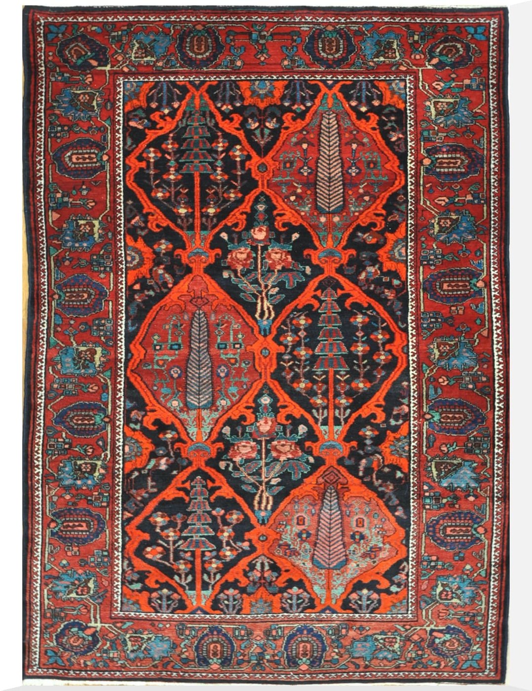 6′ x 8′ Terracotta Fine Hand-Knotted Persian Bakhtiari Rug – Traditional Wool