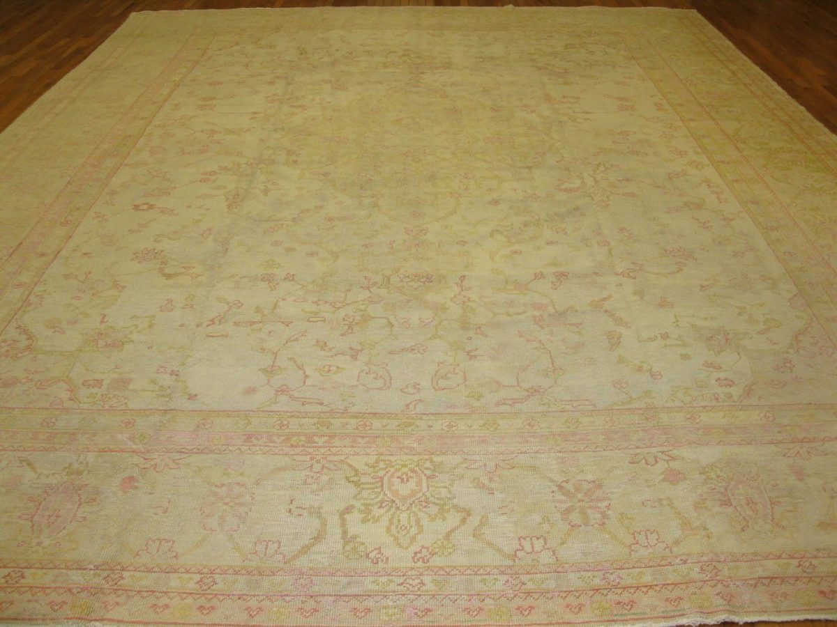 12′ x 16′ Antique Turkish Oushak Rug Ivory Large