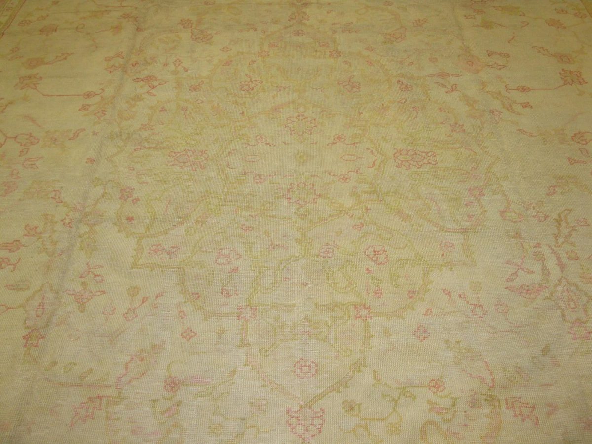 12′ x 16′ Antique Turkish Oushak Rug Ivory Large