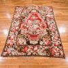 5′ x 7′ Deep Espresso and Cochineal Rose Hand-Knotted Antique Caucasian Karabagh Vase Prayer Rug – Collector’s Wool