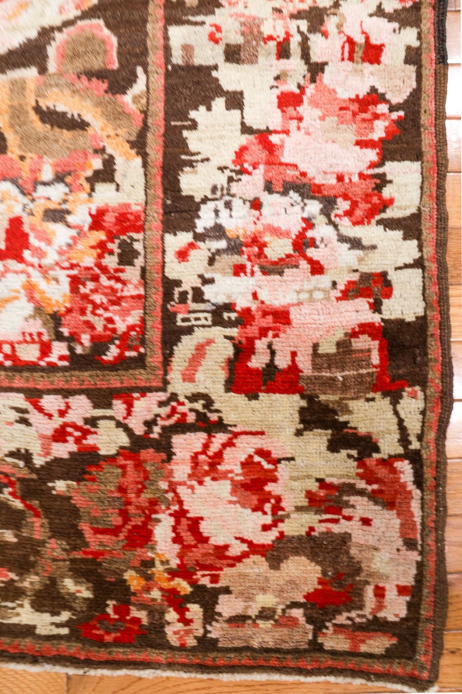 5′ x 7′ Deep Espresso and Cochineal Rose Hand-Knotted Antique Caucasian Karabagh Vase Prayer Rug – Collector’s Wool