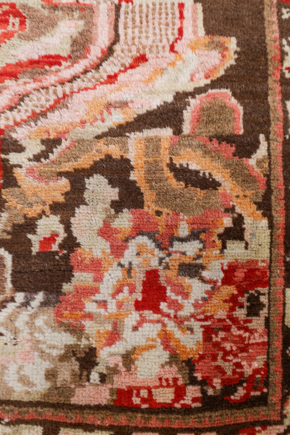5′ x 7′ Deep Espresso and Cochineal Rose Hand-Knotted Antique Caucasian Karabagh Vase Prayer Rug – Collector’s Wool