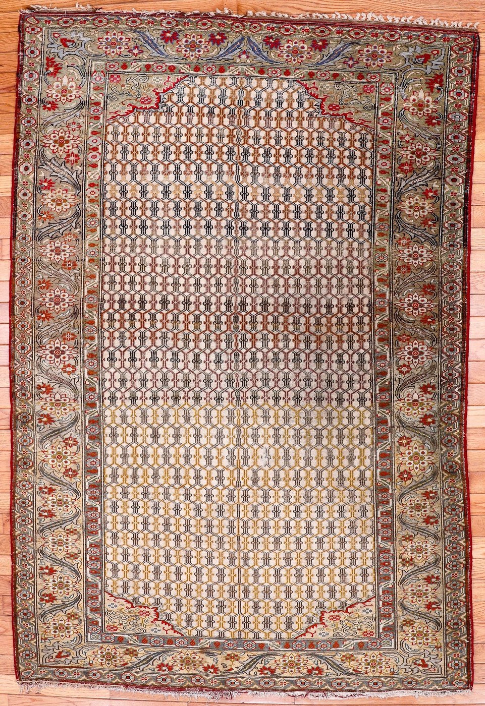 4′ x 7′ Cream Fine Hand-Knotted Turkish Anatolian Rug – Traditional Wool
