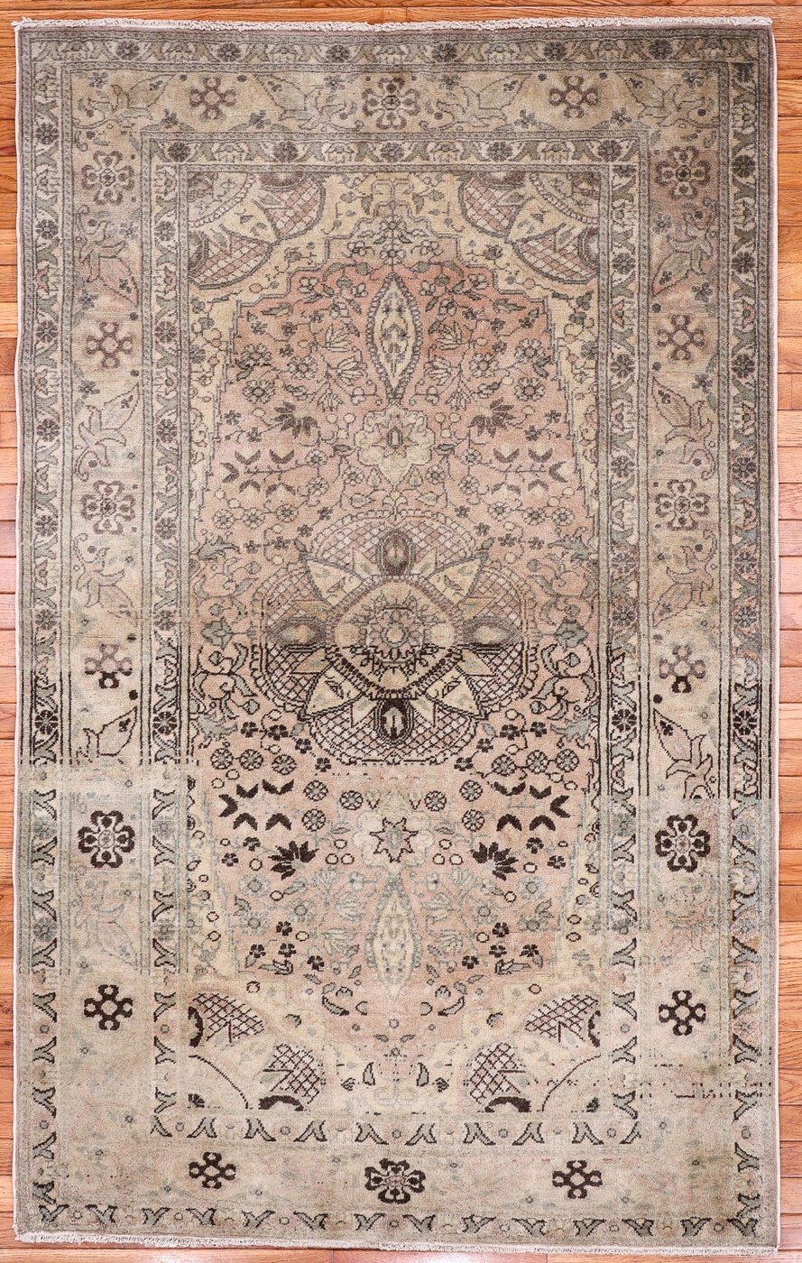 4′ x 6′ Beige Fine Hand-Knotted Turkish Oushak Rug – Traditional Wool 4′ x 6′ Beige Fine Hand-Knotted Turkish Oushak Rug – Traditional Wool