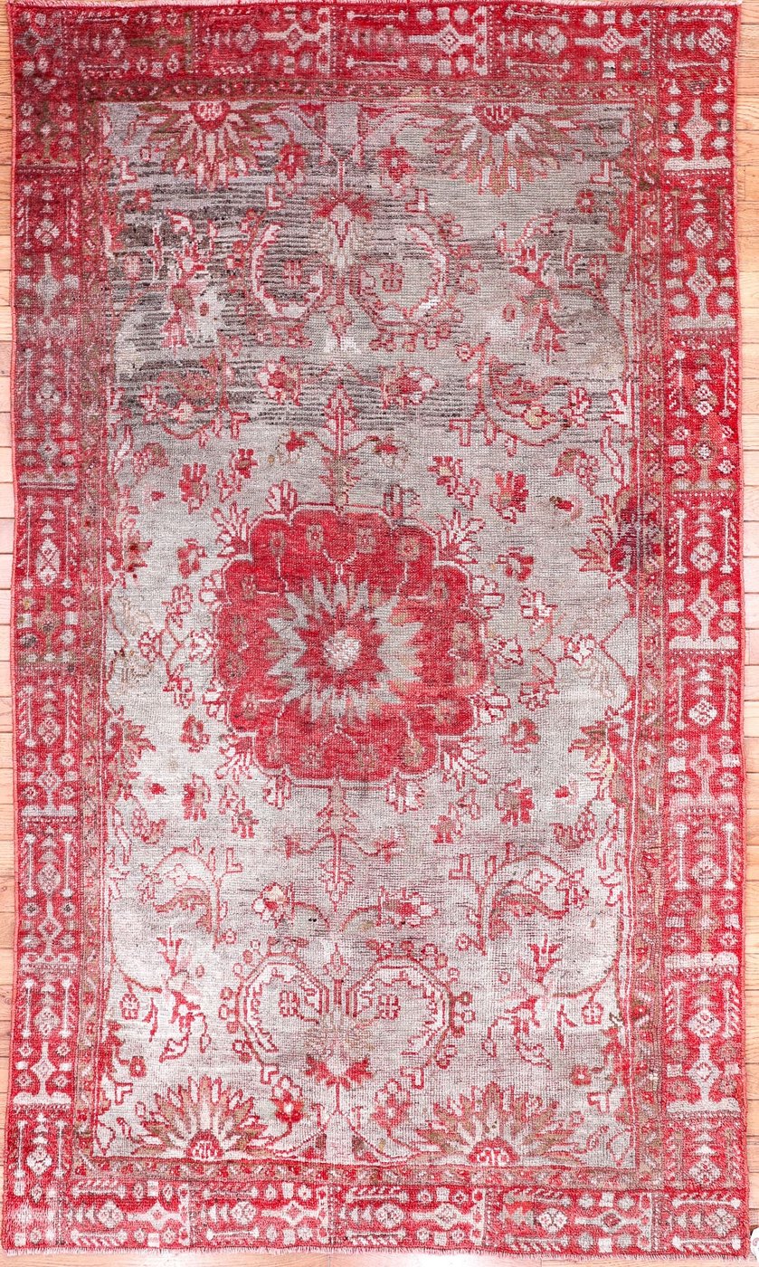 4′ x 7′ Grey Fine Hand-Knotted Turkish Oushak Rug – Traditional Wool