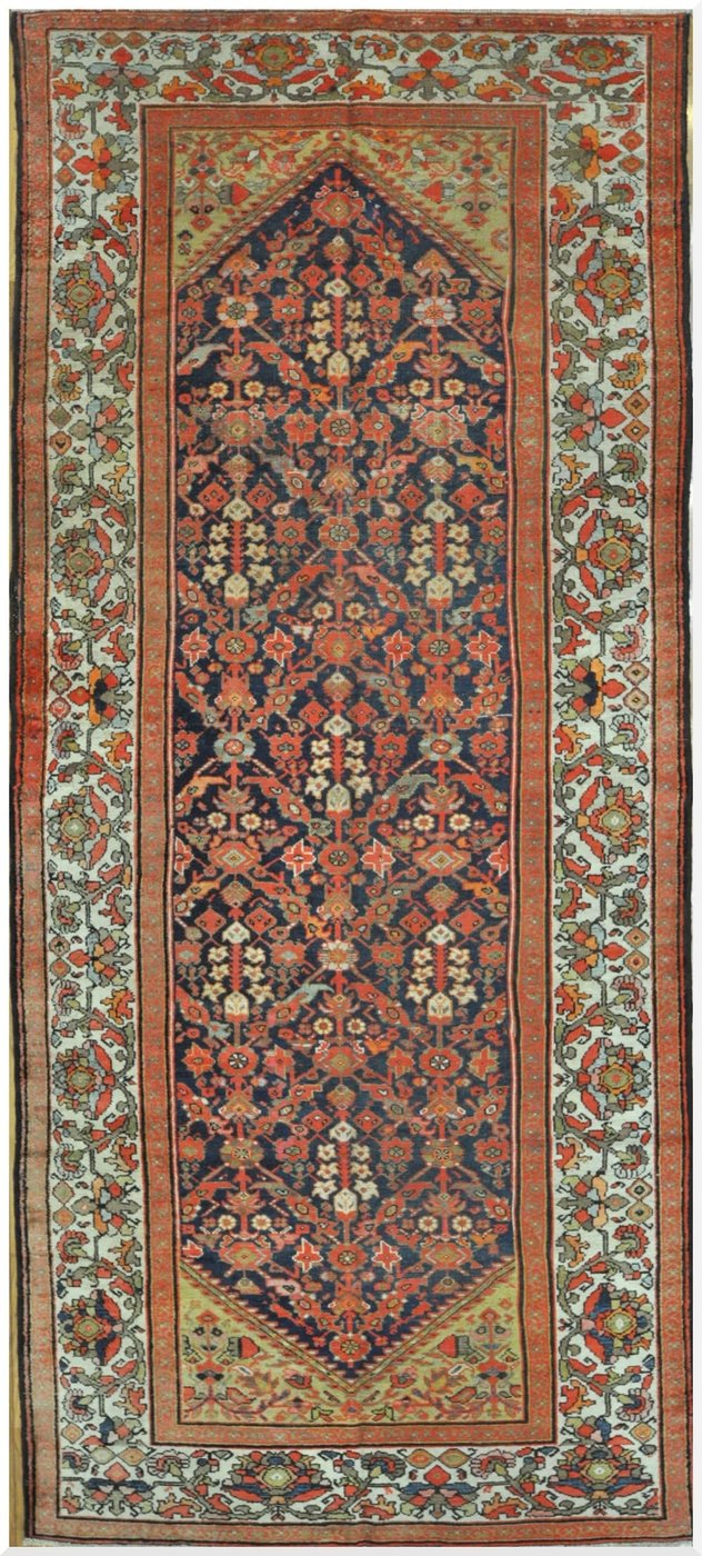 6′ x 14′ Navy Fine Hand-Knotted Antique Persian Malayer Rug – Antique Wool