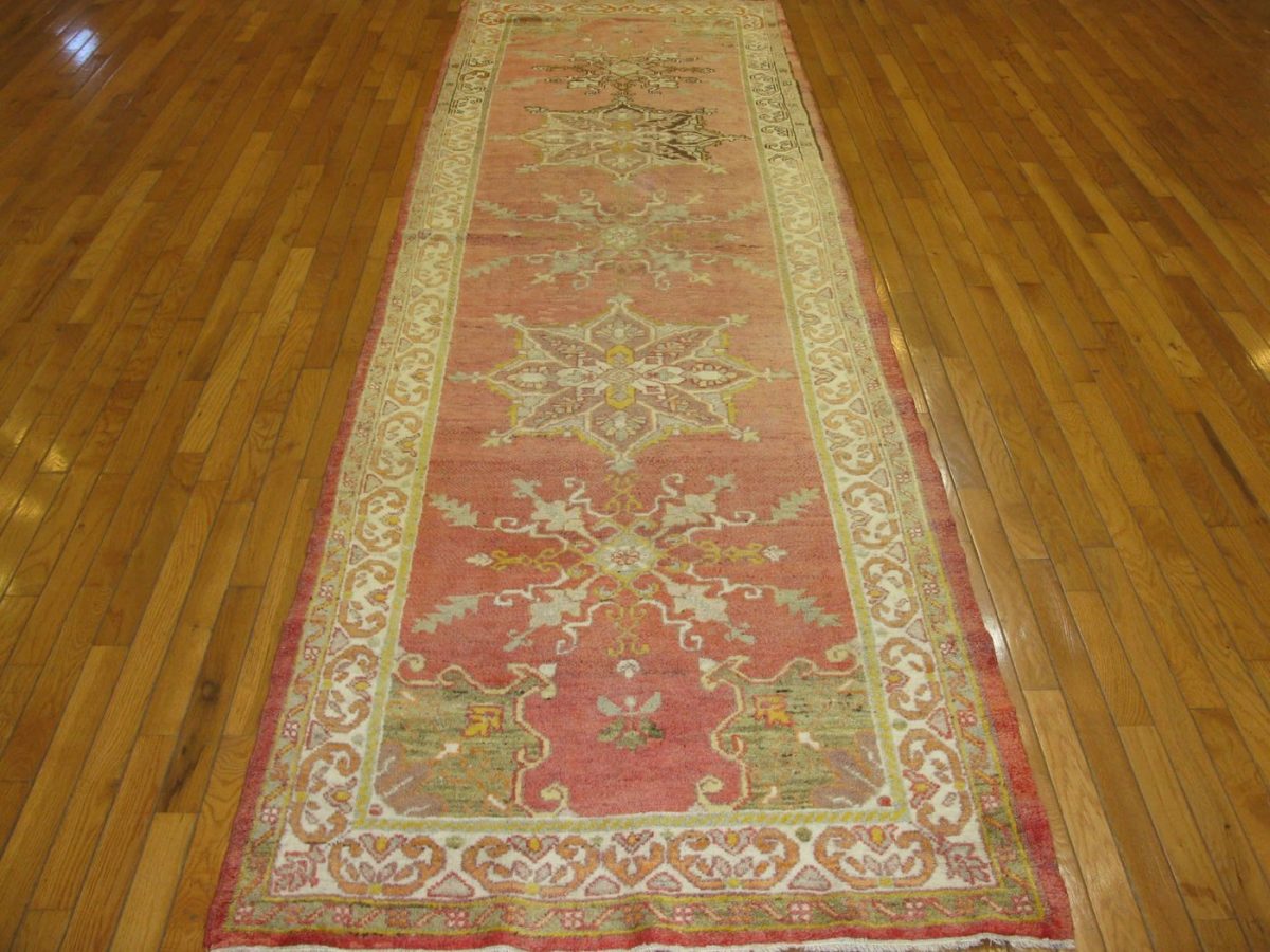 3′ x 11′ Turkish Melon Vintage Rug Transitional Wool