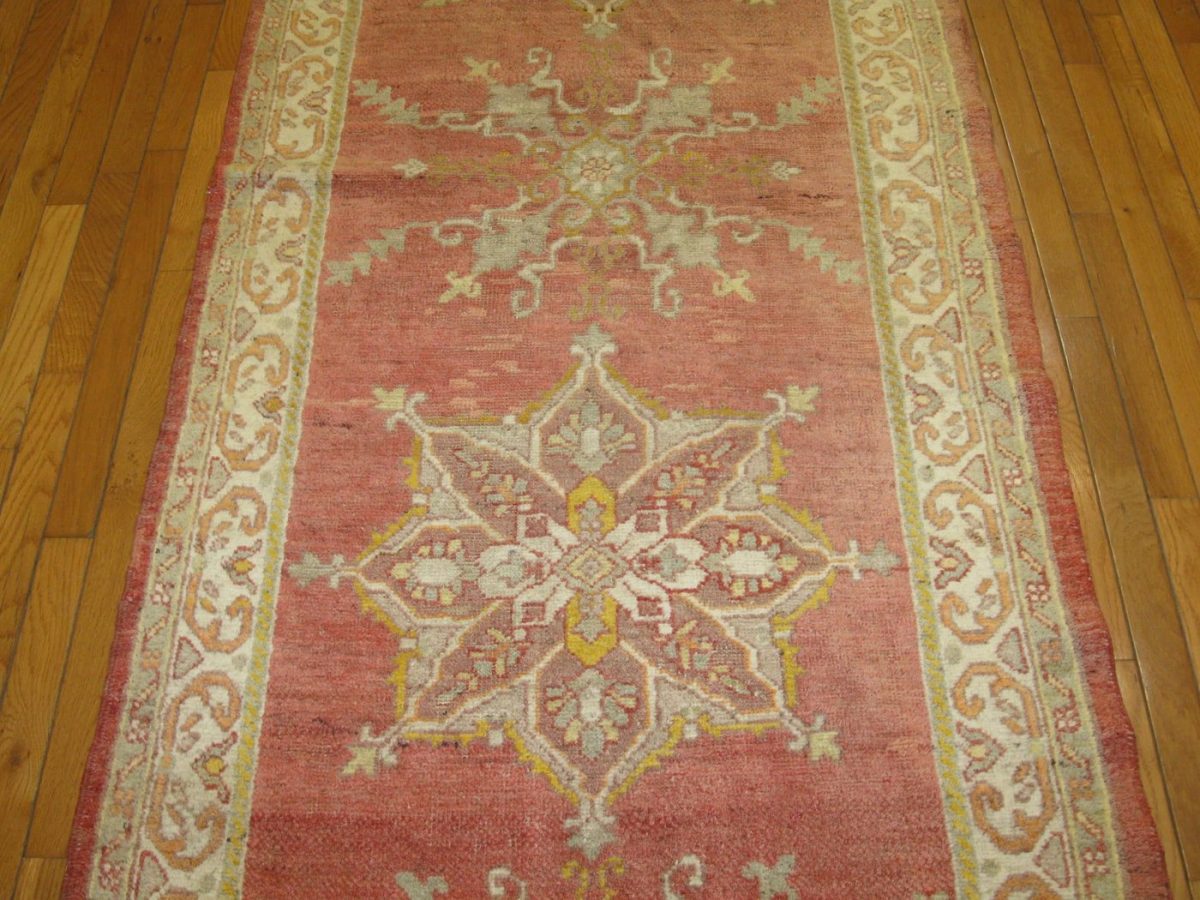 3′ x 11′ Turkish Melon Vintage Rug Transitional Wool