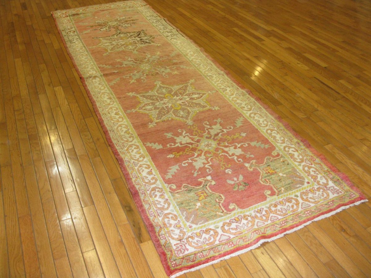 3′ x 11′ Turkish Melon Vintage Rug Transitional Wool