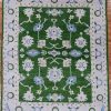 8′ x 10′ Emerald Green Fine Hand-Knotted Oushak Design Rug – Transitional Wool
