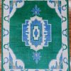 9′ x 11′ Green Fine Hand-Knotted Persian Oushak Rug – Traditional Wool