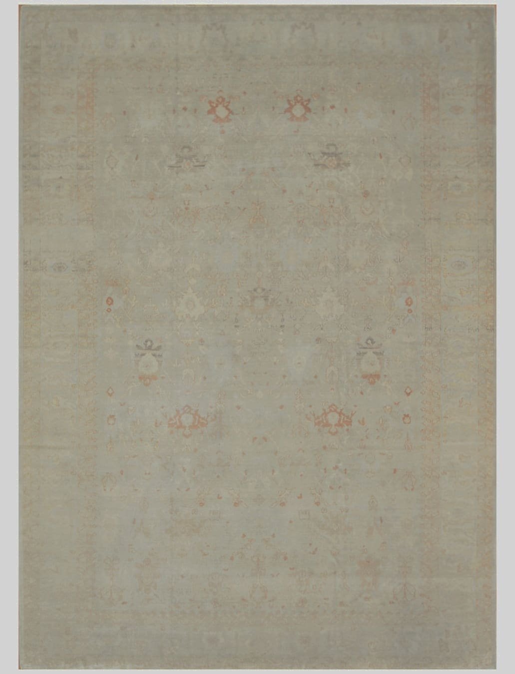 10′ x 14′ Pale Ivory Fine Hand-Knotted Oushak Design Rug – Transitional Wool 10′ x 14′ Pale Ivory Fine Hand-Knotted Oushak Design Rug – Transitional Wool
