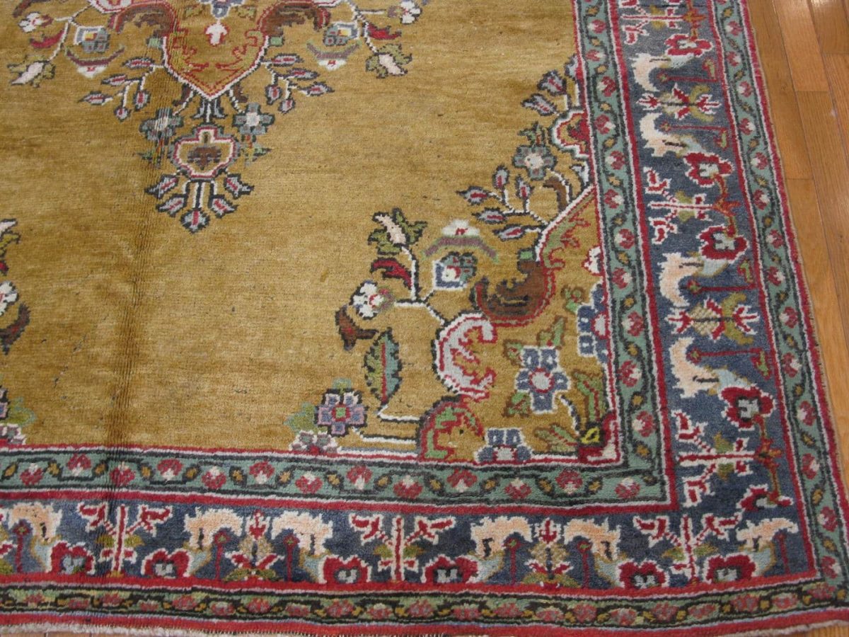 10′ x 11′ Turkish Gold Semi Antique Rug Traditional Wool