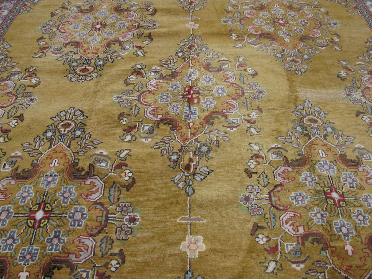 10′ x 11′ Turkish Gold Semi Antique Rug Traditional Wool