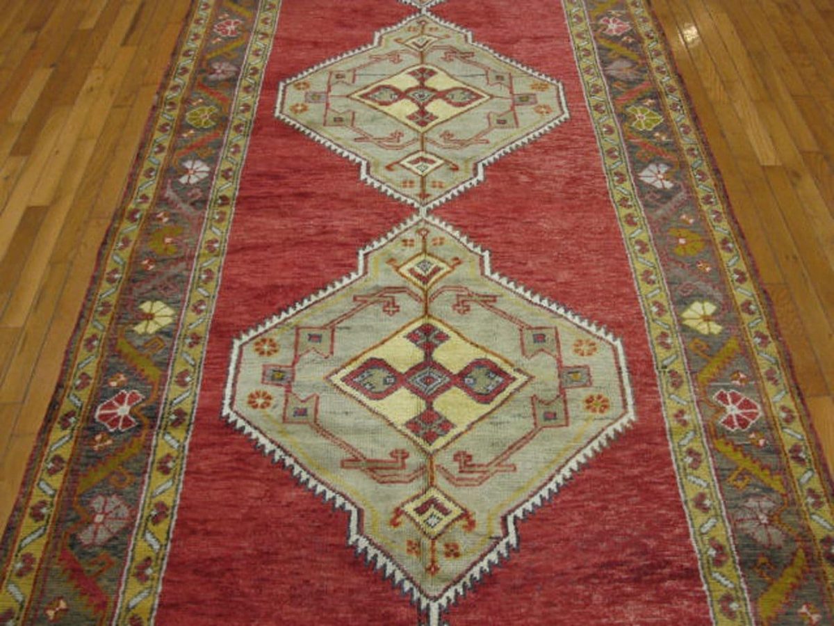 5′ x 21′ Turkish Red Vintage Runner Rug Transitional Wool