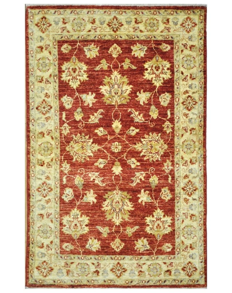 3′ x 4′ Red Fine Hand-Knotted Pakistani Sultaniabad Rug – Traditional Wool
