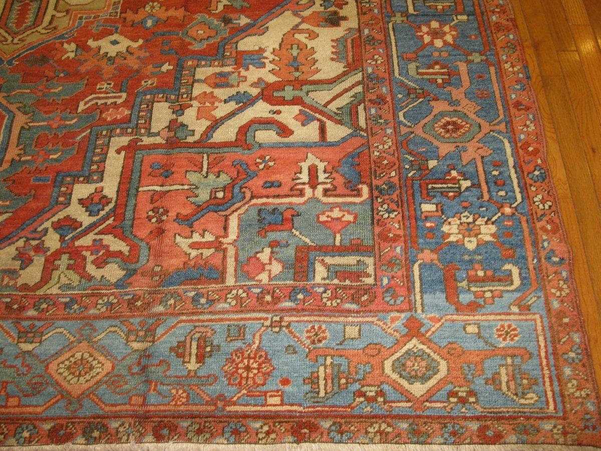 9′ x 13′ Persian Rust Antique Serapi Rug Traditional Wool
