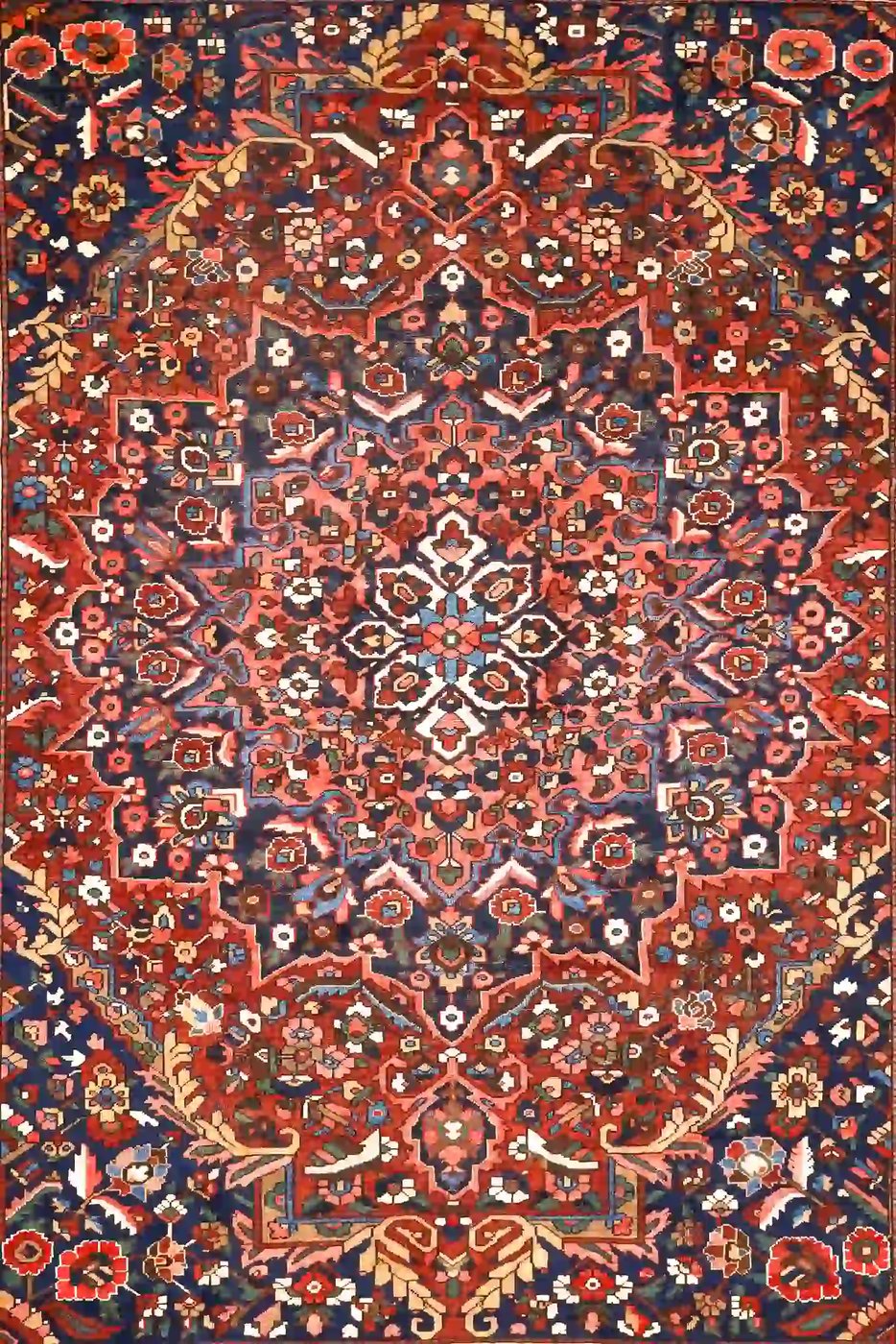 11′ x 14′ Red Fine Hand-Knotted Persian Bakhtiari – Traditional Wool
