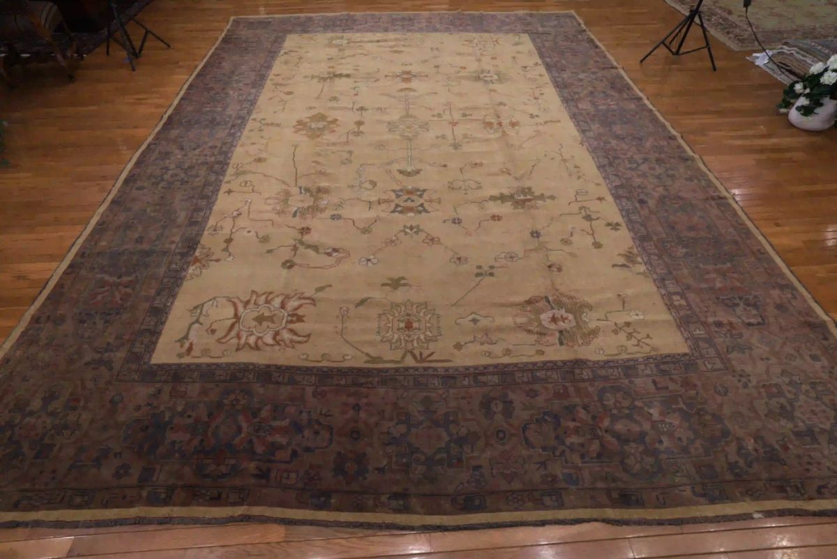 12′ x 16′ Gold Fine Hand-Knotted Turkish Oushak Rug – Traditional Wool