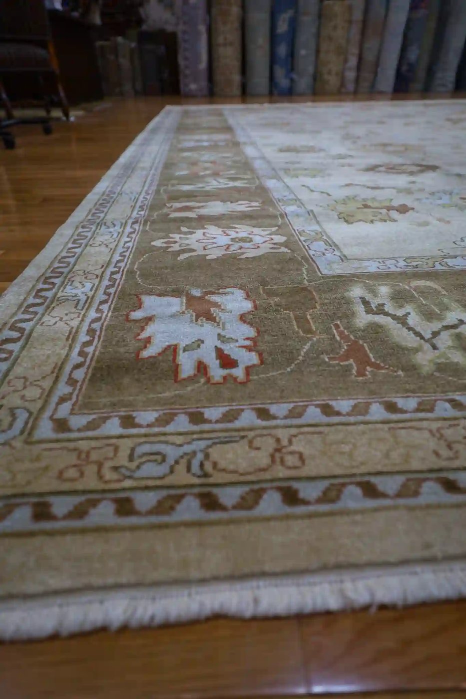 13′ x 16′ Beige Fine Hand-Knotted Turkish Oushak Rug – Traditional Wool