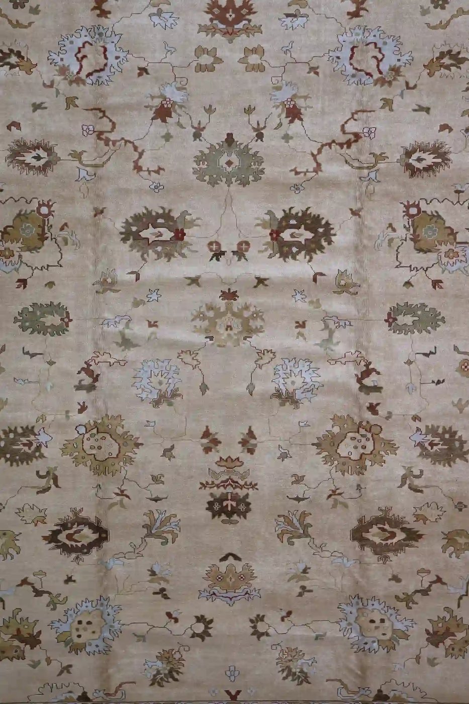 13′ x 16′ Beige Fine Hand-Knotted Turkish Oushak Rug – Traditional Wool