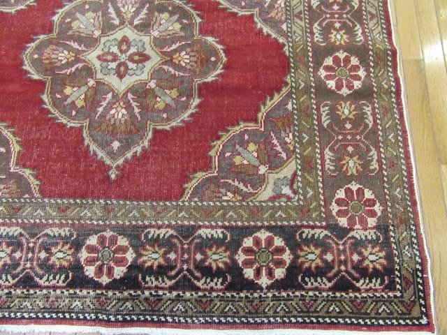 5′ x 14′ Red Fine Hand-Knotted Turkish Oushak Rug – Vintage Wool