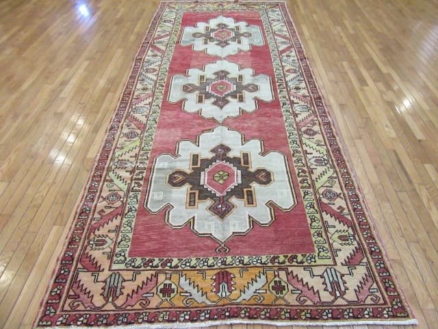 5′ x 12′ Red Fine Hand-Knotted Turkish Oushak Rug – Vintage Wool - 1 5′ x 12′ Red Fine Hand-Knotted Turkish Oushak Rug – Vintage Wool
