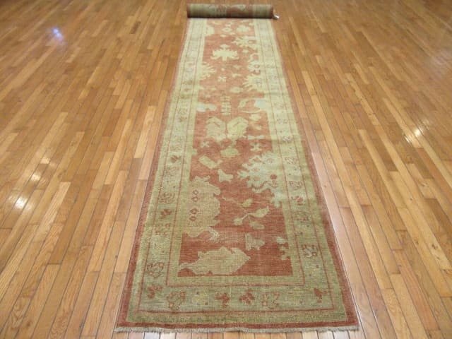 3′ x 18′ Beige Fine Hand-Knotted Turkish Oushak Runner – Transitional Wool