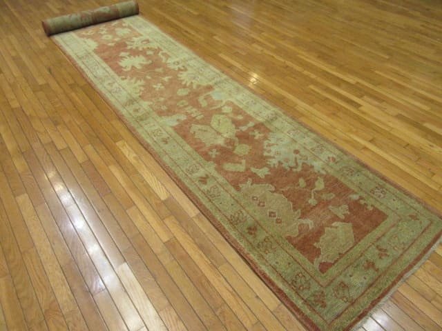3′ x 18′ Beige Fine Hand-Knotted Turkish Oushak Runner – Transitional Wool