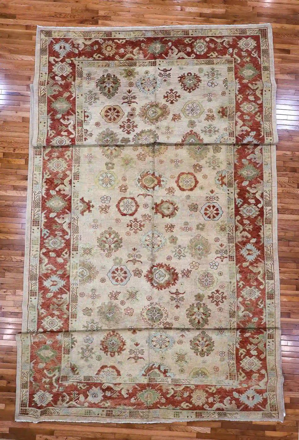 9′ x 25′ Beige Fine Hand-Knotted Turkish Oushak Runner Rug – Vintage Wool