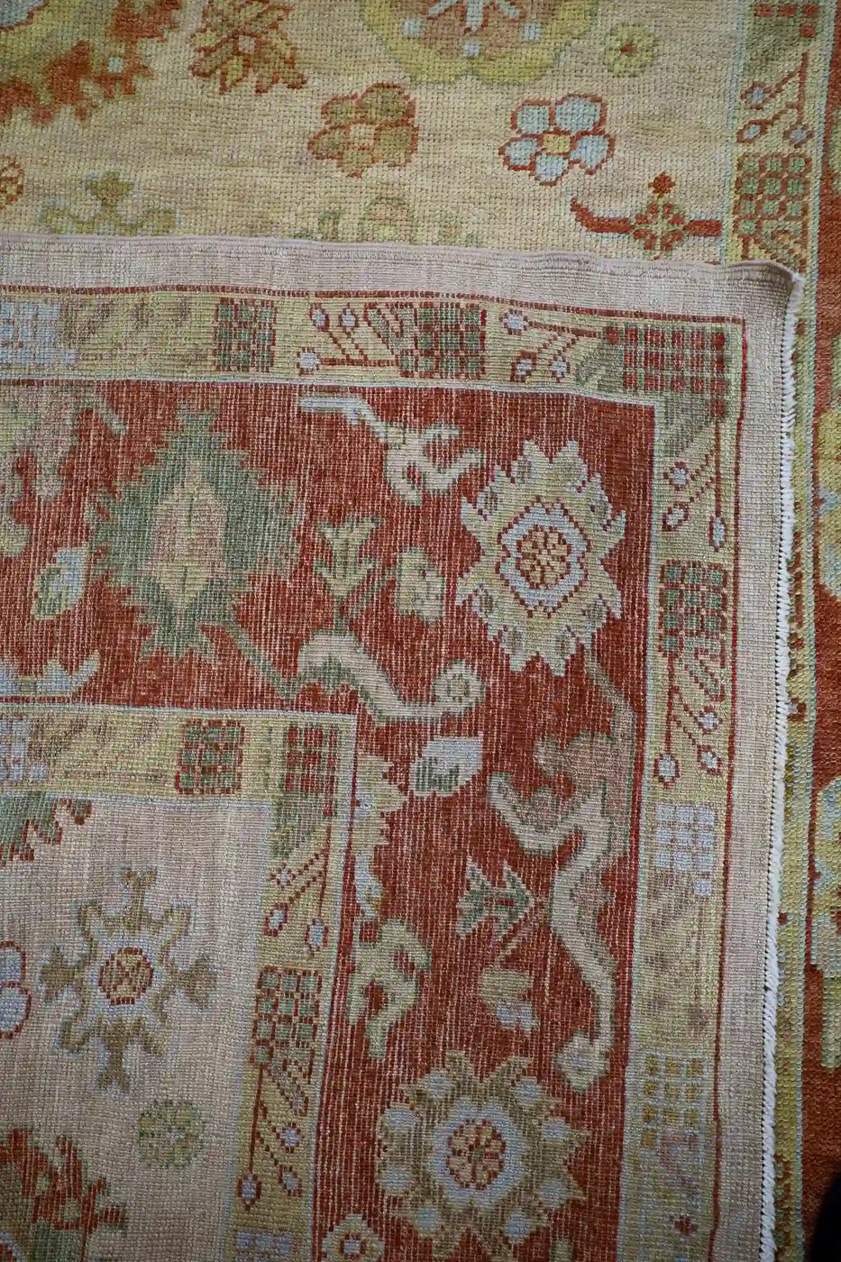9′ x 25′ Beige Fine Hand-Knotted Turkish Oushak Runner Rug – Vintage Wool