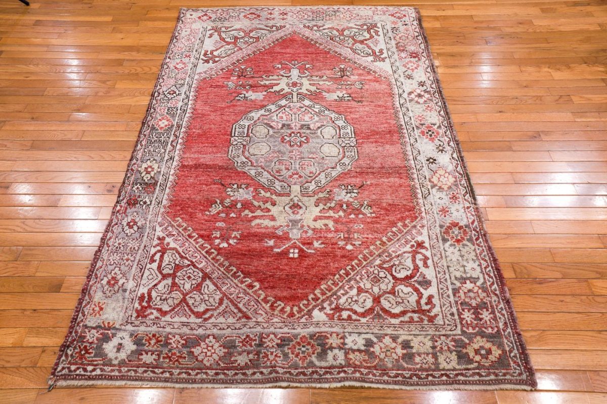 4′ x 5′ Multi Fine Hand-Knotted Turkish Oushak Rug – Traditional Wool