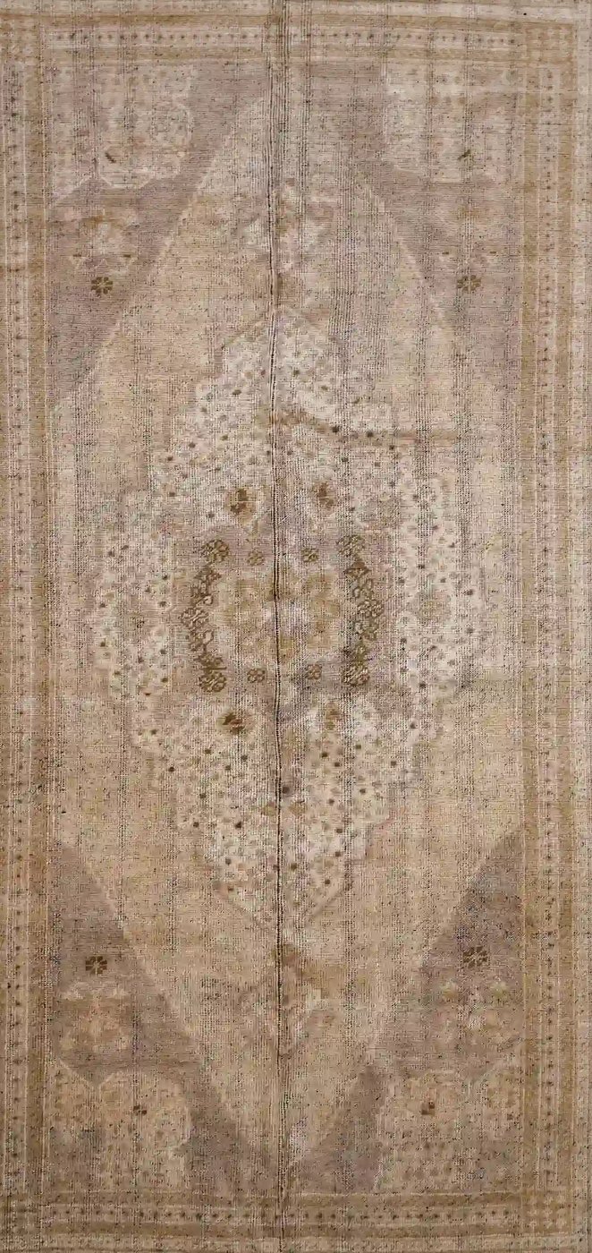 6′ x 10′ Beige Fine Hand-Knotted Turkish Oushak Rug – Vintage Wool