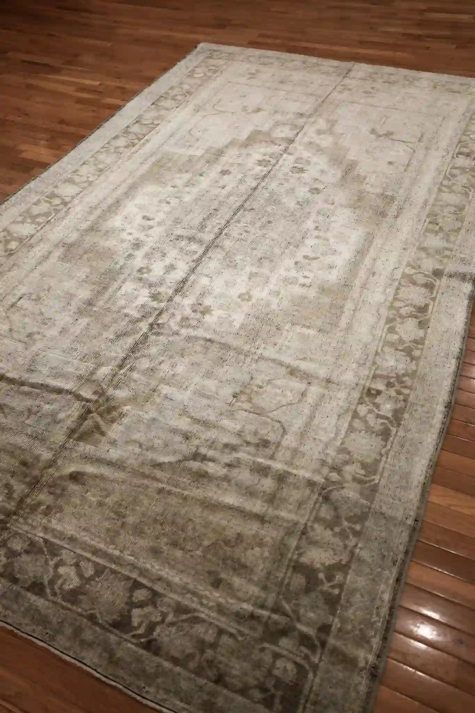 7′ x 11′ Beige Fine Hand-Knotted Turkish Oushak Rug – Vintage Wool