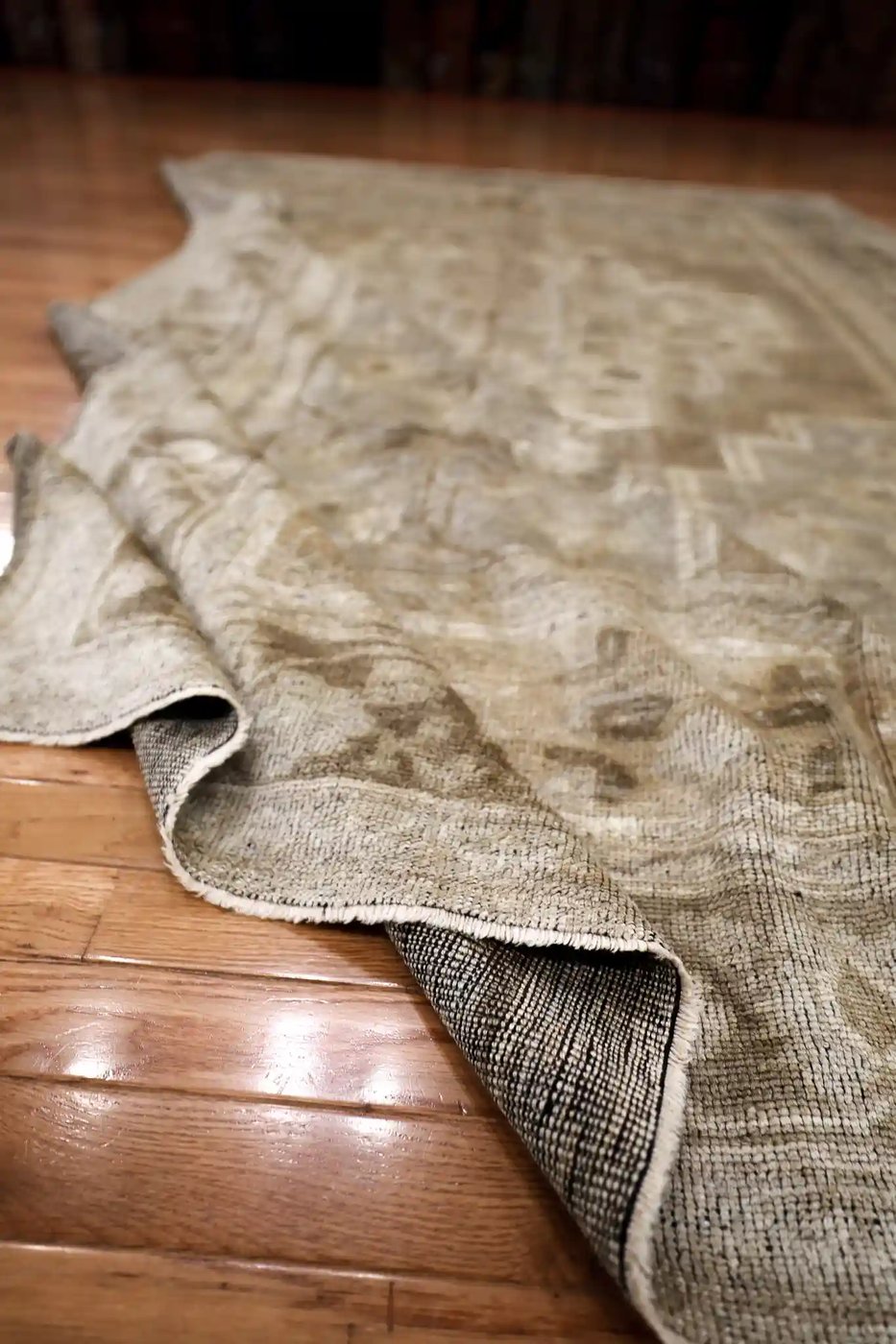 7′ x 11′ Beige Fine Hand-Knotted Turkish Oushak Rug – Vintage Wool