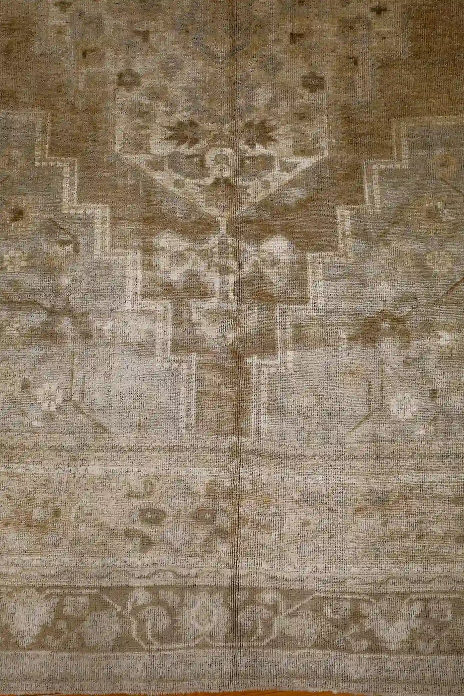 7′ x 11′ Beige Fine Hand-Knotted Turkish Oushak Rug – Vintage Wool