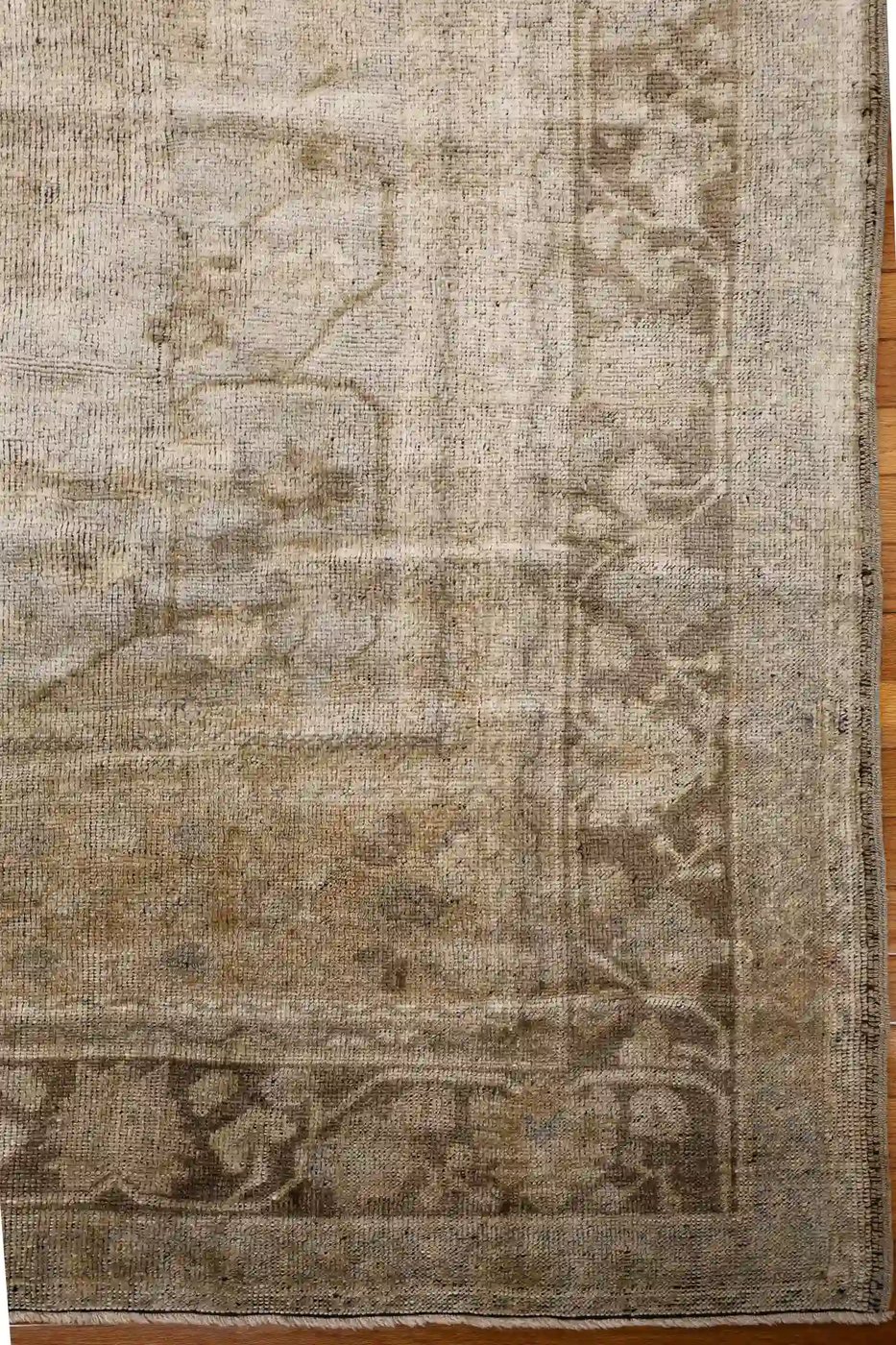 7′ x 11′ Beige Fine Hand-Knotted Turkish Oushak Rug – Vintage Wool