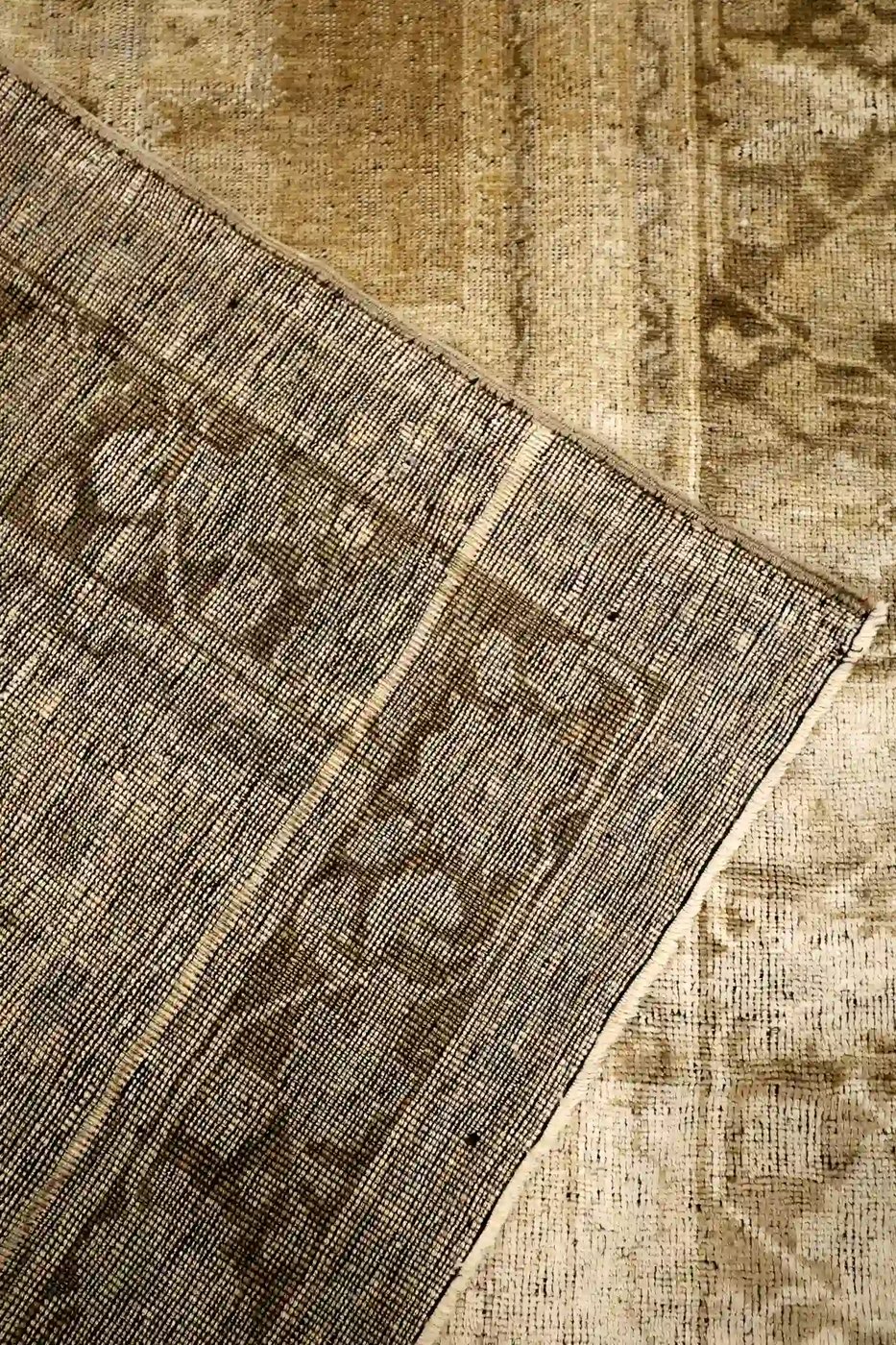 7′ x 11′ Beige Fine Hand-Knotted Turkish Oushak Rug – Vintage Wool