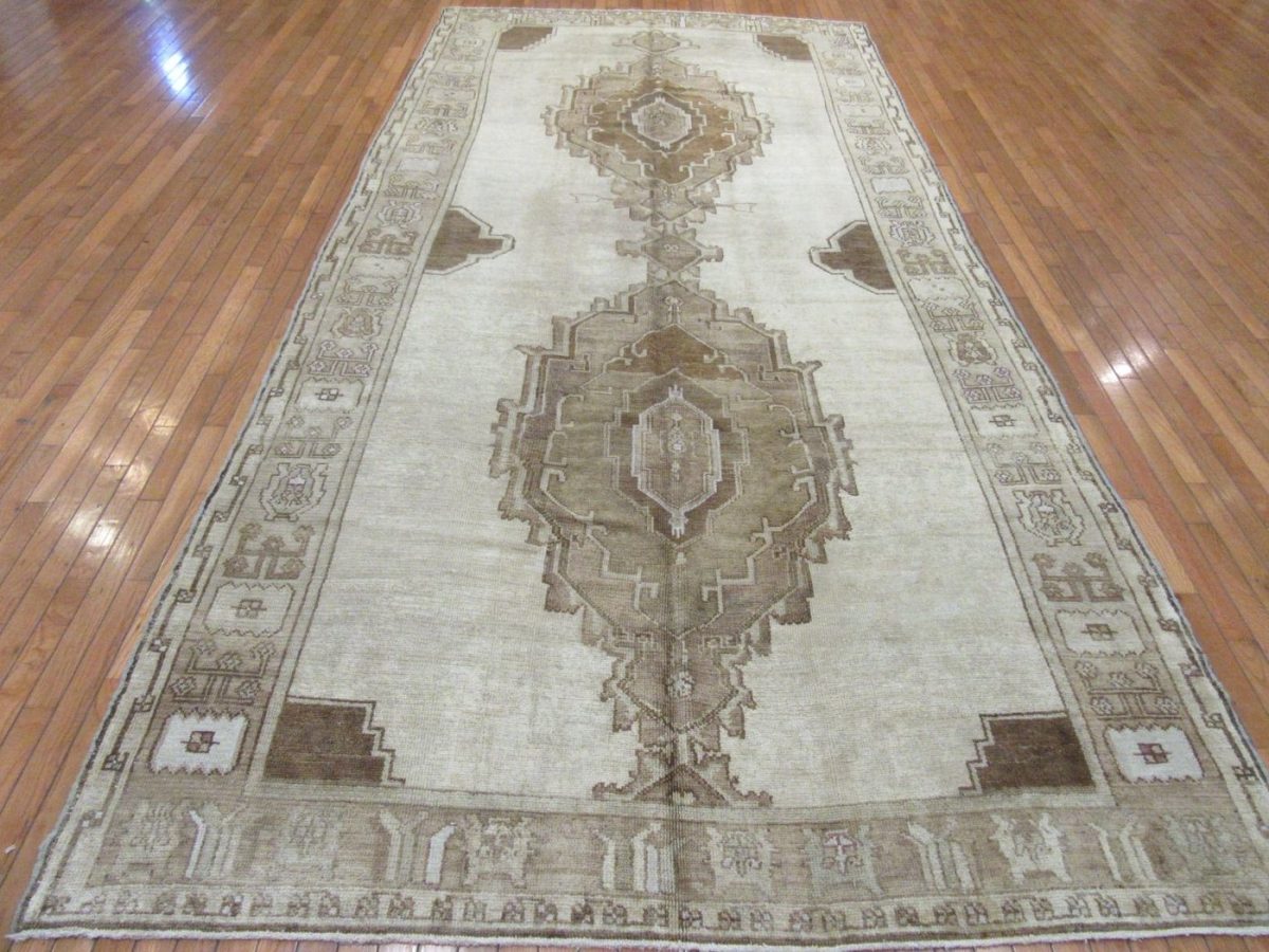 7′ x 14′ Beige Fine Hand-Knotted Turkish Anatolian Rug – Transitional Traditional Wool