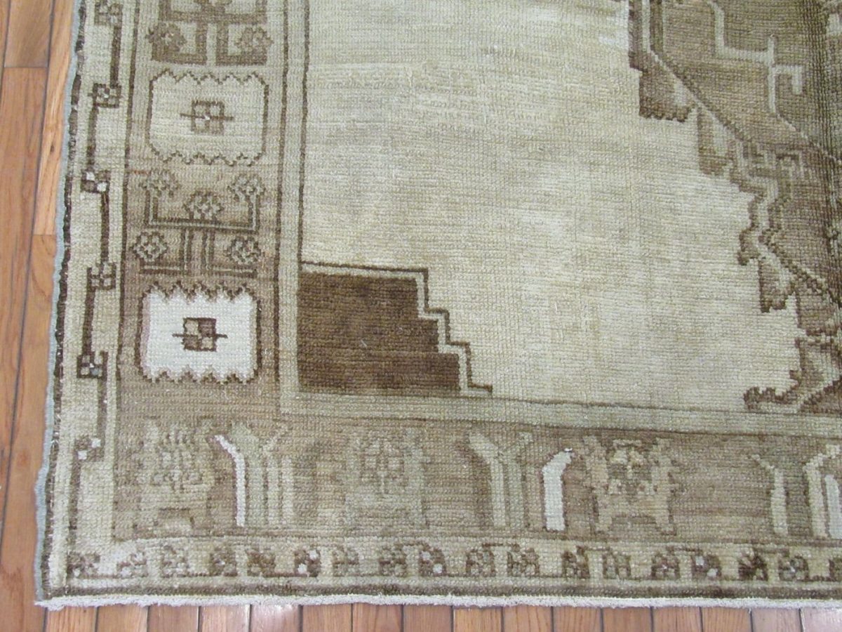 7′ x 14′ Beige Fine Hand-Knotted Turkish Anatolian Rug – Transitional Traditional Wool
