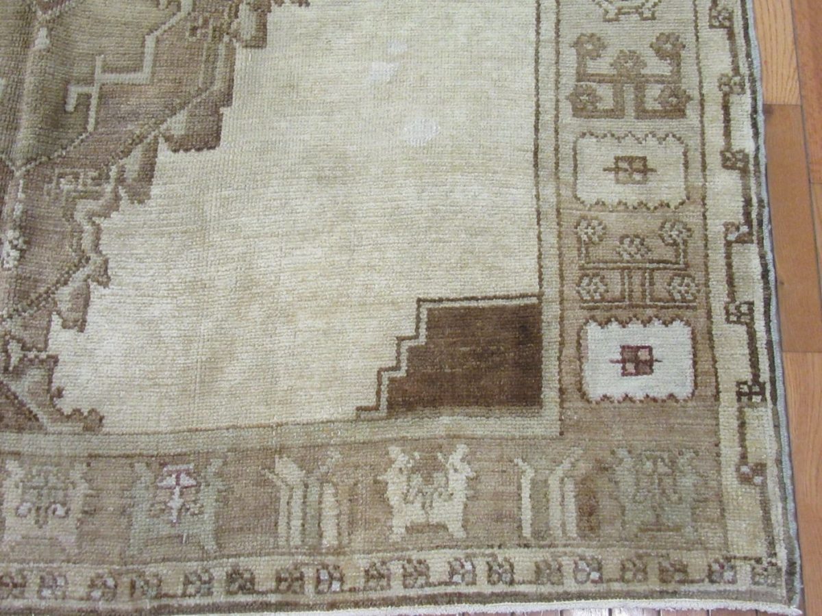 7′ x 14′ Beige Fine Hand-Knotted Turkish Anatolian Rug – Transitional Traditional Wool