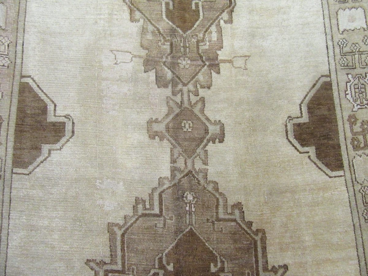 7′ x 14′ Beige Fine Hand-Knotted Turkish Anatolian Rug – Transitional Traditional Wool