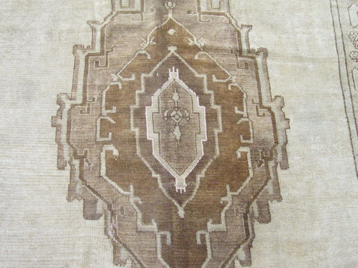 7′ x 14′ Beige Fine Hand-Knotted Turkish Anatolian Rug – Transitional Traditional Wool
